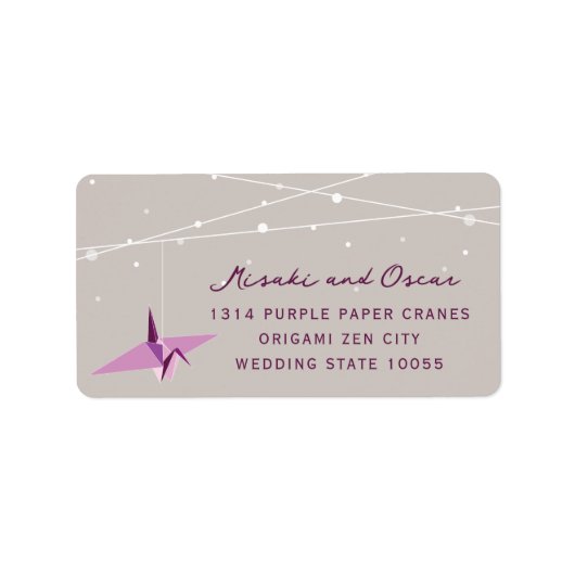 Oriental Paper Cranes Origami Fairy Lights Wedding Etiket (Voorkant)