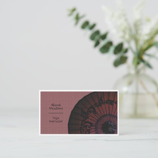 Oriental Parasol Yoga Instructor Visitekaartje (Staand voorkant)