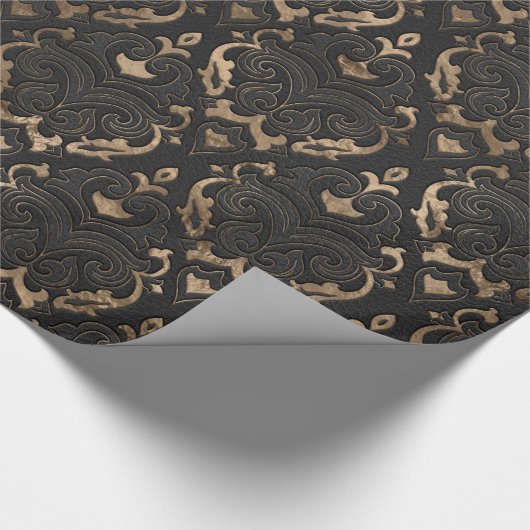 Oriental Pattern - Black Leather and Gold Cadeaupapier (Hoek)