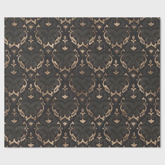 Oriental Pattern - Black Leather and Gold Cadeaupapier (Vlak)