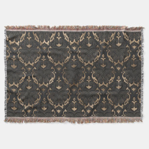 Oriental Pattern - Black Leather and Gold Deken