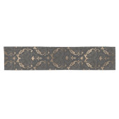 Oriental Pattern - Black Leather and Gold Korte Tafelloper (Horizontaal)
