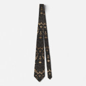 Oriental Pattern - Black Leather and Gold Stropdas (Voorkant)