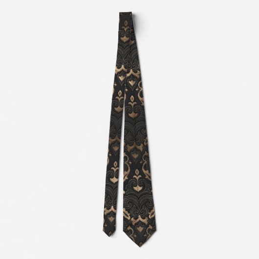 Oriental Pattern - Black Leather and Gold Stropdas (Achterkant)