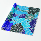 Oriental Pattern in Blue Shades Wrapping Paper Cadeaupapier (Uitgerold)