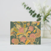 Oriental Persian Paisley - Green Yellow Red Briefkaart (Staand voorkant)