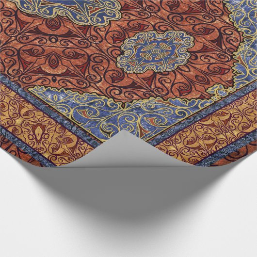 Oriental Persian Red Blue Gold Cadeaupapier (Hoek)
