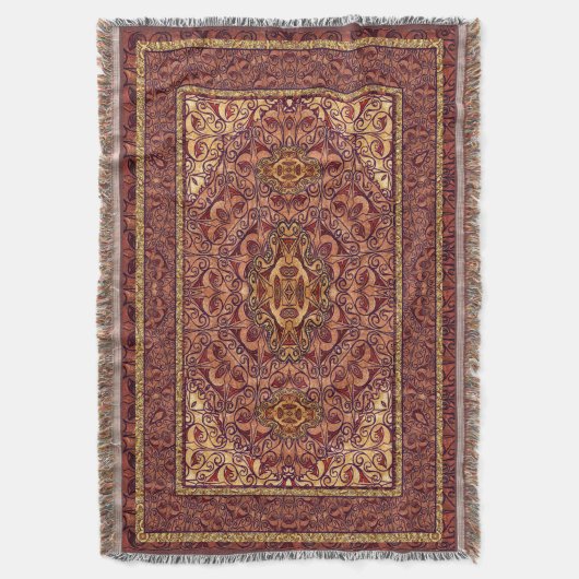 Oriental Persian Red Gold Deken (Voorkant Verticaal)