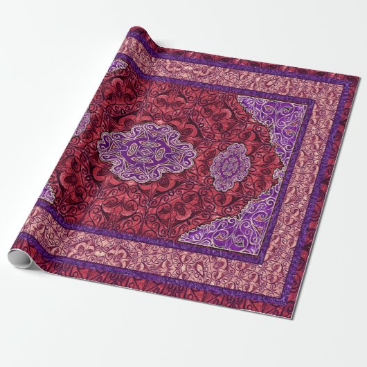 Oriental Persian Roze Cadeaupapier (Uitgerold)