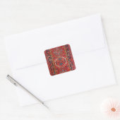Oriental Persian , Turks Patroon, rood Vierkante Sticker (Envelop)