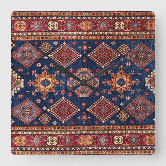 Oriental Persian Turks Pattern Rug Vierkante Klok (Voorkant)