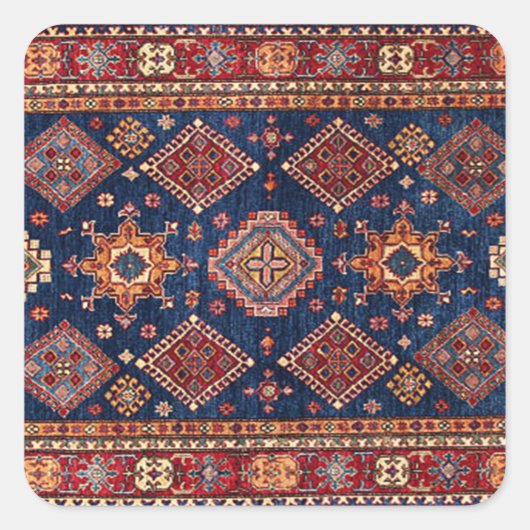 Oriental Persian Turks Rug Pattern Vierkante Sticker (Voorkant)