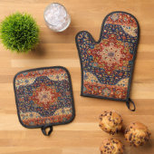 Oriental Persian Turks tapijt Patroon Ovenwant & Pannenlap Set (Top down)