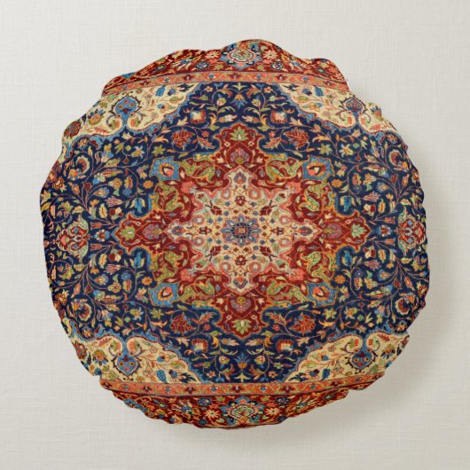 Oriental Persian Turks tapijt Patroon Rond Kussen (Achterkant)