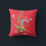 Oriental Pheasant on Bright Red Pillow Kussen<br><div class="desc">From an old oriental print,  a detailed pheasant on bright red background.</div>