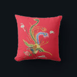 Oriental Pheasant on Bright Red Pillow Kussen<br><div class="desc">From an old oriental print, a detailed pheasant on bright red background.</div>