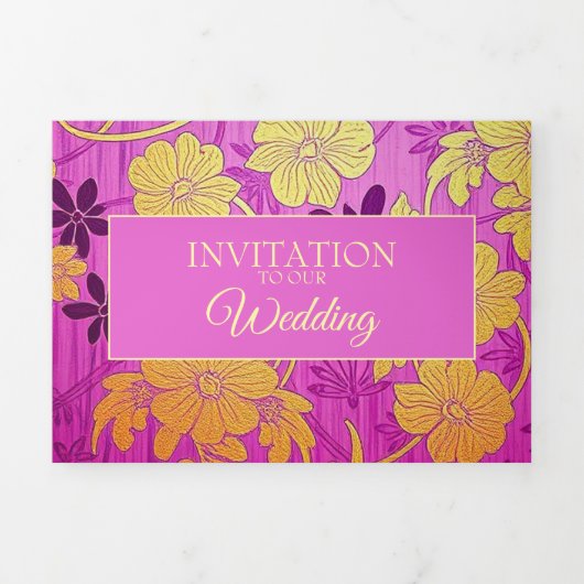 ORIENTAL Pink Golden Pattern - Uitnodiging Kaart (Cover)