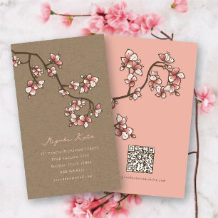 Oriental Pink Peach Bloesems Elegante Sakura Kraft Visitekaartje