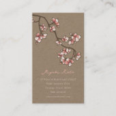 Oriental Pink Peach Bloesems Elegante Sakura Kraft Visitekaartje (Voorkant)