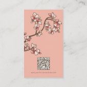 Oriental Pink Peach Blossom Elegant Chic Sakura Visitekaartje (Achterkant)