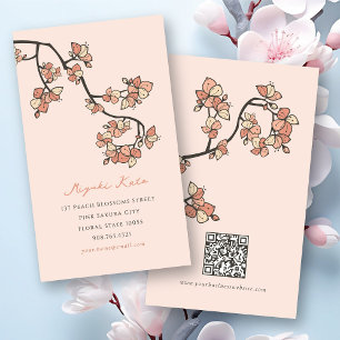 Oriental Pink Peach Blossom Elegant Chic Sakura Visitekaartje