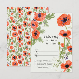 Oriental Poppies Floral Waterverf Pattern RSVP Kaartje