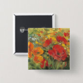 Oriental Poppy Field Vierkante Button 5,1 Cm (Voorkant /achterkant)