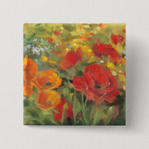 Oriental Poppy Field Vierkante Button 5,1 Cm
