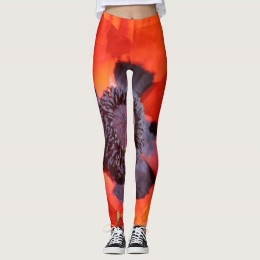 Oriental Poppy Flower Leggings (Voorkant)