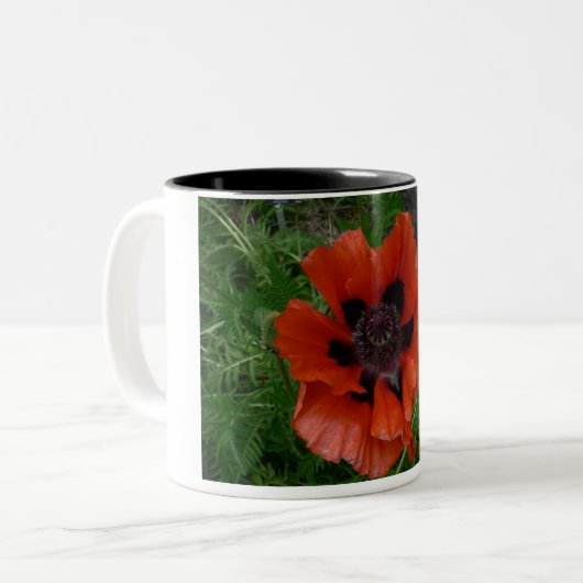 Oriental poppy tweekleurige koffiemok (Voorkant links)