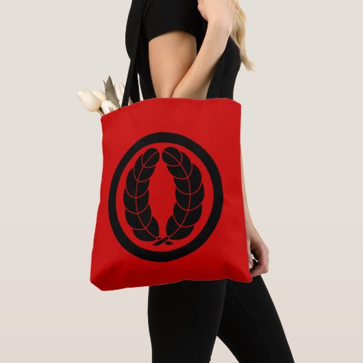 Oriental Red Black Nakagawa Japan Kamon Mon Art Tote Bag (Dichtbij)