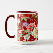 Oriental Red Gold Pink Modern Floral Mok (Links)