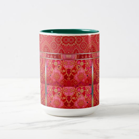 ORIENTAL Red Golden Pattern - Mok, Beker Tweekleurige Koffiemok (Center)