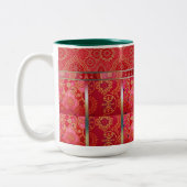 ORIENTAL Red Golden Pattern - Mok, Beker Tweekleurige Koffiemok (Links)