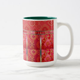ORIENTAL Red Golden Pattern - Mok, Beker Tweekleurige Koffiemok
