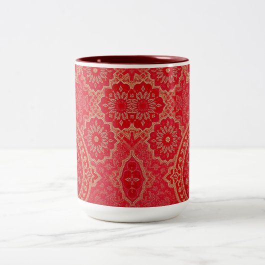 ORIENTAL Red Golden Pattern - Mok, Beker Tweekleurige Koffiemok (Center)