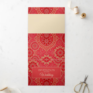ORIENTAL Red Golden Pattern - Uitnodiging Kaart