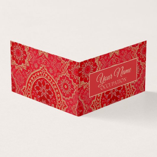 ORIENTAL Red Golden Pattern - Visitekaartje (Buitenkant)