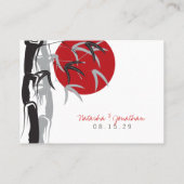 Oriental Red Sunrise Zen Bamboo Tree Asian Wedding Plaatskaartje (Achterkant)