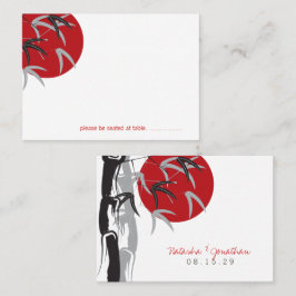 Oriental Red Sunrise Zen Bamboo Tree Asian Wedding Plaatskaartje