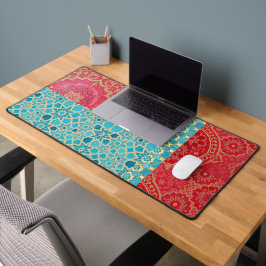ORIENTAL Red Turquois Pattern - Deskmat, Muismat Bureaumat