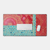 ORIENTAL Red Turquois Pattern - Deskmat, Muismat Bureaumat (Keyboard & Muis)