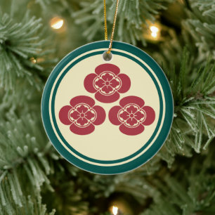 Oriental Rode Geel Groen Asakura Japan Mon Keramisch Ornament