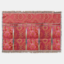 ORIENTAL Rood Gouden Patroon - Gooi Deken
