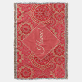 ORIENTAL Rood Gouden Patroon - Gooi Deken (Voorkant Verticaal)