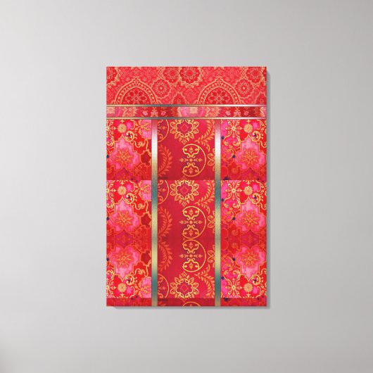 ORIENTAL Rood Gouden Patroon - Ingewikkeld Canvas (Voorkant)