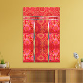 ORIENTAL Rood Gouden Patroon - Ingewikkeld Canvas Afdruk (Insitu (Woonkamer))