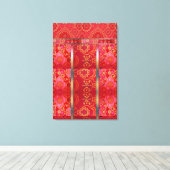 ORIENTAL Rood Gouden Patroon - Ingewikkeld Canvas Afdruk (Insitu (Houten vloer))