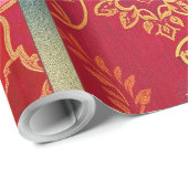 ORIENTAL Rood Gouden Patroon - Inpakpapier (Rol Hoek)