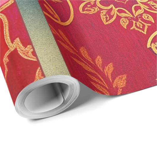 ORIENTAL Rood Gouden Patroon - Inpakpapier (Rol Hoek)